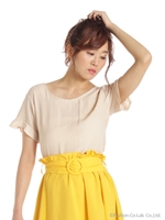 レースアップトップス/ベージュ