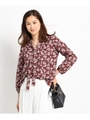 総フラワーボウタイブラウス/ボルドー(164)