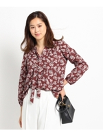 総フラワーボウタイブラウス/ボルドー(164)
