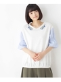 袖切り替え刺繍プルオーバー/ホワイト系(002)