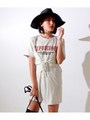 【ANAP】バンドTシャツ風ウエストレースアップミニワンピース/グレー(006)