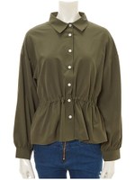 ウエストギャザーデザインブラウス/カーキ