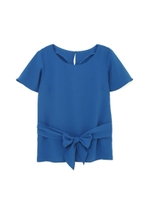 ウエストリボンブラウス/ブルー(110)