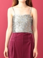 オリジナルリースラメジャカードキャミビスチェ/パープル