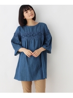 ダンガリーレースチュニック/ブルー(092)