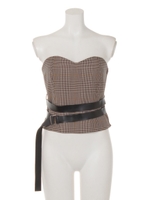 ベルテッドチェックビスチェ/BROWN