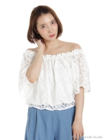 レースオフショルトップス/ホワイト