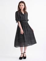 【WEB限定価格】開襟ドットワンピース/ネイビー柄