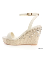 パール＆ビジュージュートウェッジサンダル/PINK