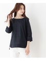 先染7分袖スモックブラウス/ネイビー(293)