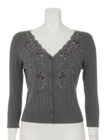 モール刺繍カーデ/ホワイト