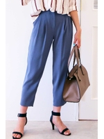 タックテーパードイージーパンツ/ブルー(110)