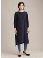 キャリコクラシコ裾アシンメトリーロングブラウス/ネイビー