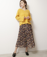 幾何学柄消しプリーツロングスカート