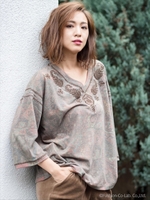 Kashemir Paisleyプリント刺繍プルオーバー/柄A
