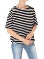 【AZUL by moussy】バックレース切替半袖プルオーバー/柄BLK