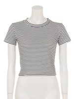 【chille anap】ボーダーショートTシャツ/WH/BK