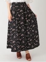 スキスカフラワーロングスカート/フラワーブラック