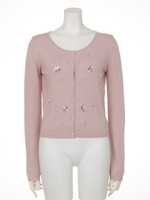 モチーフビジューショートカーデ/WHT