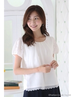 袖レースチェックJQ・PO/ピンク