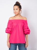 タックスリーブオフショルブラウス/ホワイト