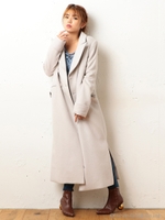 ダブルブレストロングコート/ネイビー