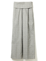 チェックセンタープレスワイドパンツ/ブラック