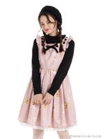 ドットぬいぐるみ柄ウエストリボンJSK/ボルドー