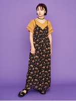 花柄マキシキャミワンピース/ブラック