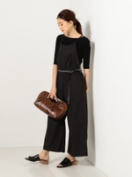 〓ne Quittez pas ワイドパンツ ベルト付きサロペット / ヌキテパ/BLACK