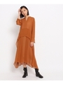 シフォンドレープワンピース/レンガ(069)