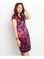 ボディコンシャスプリントワンピース/ボルドー(164)