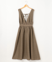 チェック柄後ろリボンジャンパースカート