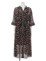 ペイズリーフラワーロングワンピース/BLACK MID