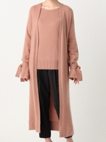 ラクーンmixリボンカフロングカーディガン/PNK