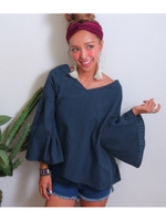 【anap mimpi】フレアスリーブトップス/ネイビー(018)