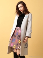 パーツファー刺繍コート/ベージュ