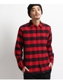 ブロックチェック 長袖シャツ/ワインレッド(163)