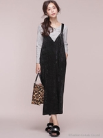 mina12月号掲載/ベロアサロペインナーset/ブラック