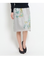 〔洗える〕フレグラントオリーブ柄パネルスカート/ライトグレー(111)