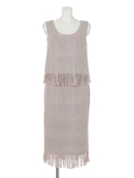 フリンジツイードミディOP/L/GRY