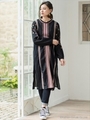 INDIA Yemen embroidery 2way ロングガウン/ブラック