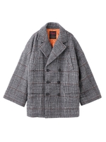 PLAID BIG PEA COAT/ブルー