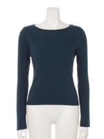 オフカラーリブニットプルオーバー/ブルーグリーン