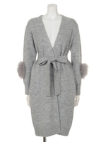 袖ファーコーディガン/チャコールグレー