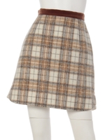 シャギーチェックタイトスカート/カラシ