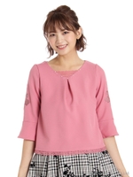 裾レースTRツイルオフショルBL/ピンク