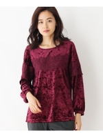 レース×ベロアプルオーバー/ボルドー(064)