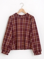 【WEB限定価格】タータンチェックバックリボンブラウス/ワイン柄