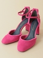 【パンプス】ポンポンレースセパレートパンプス/ピンク